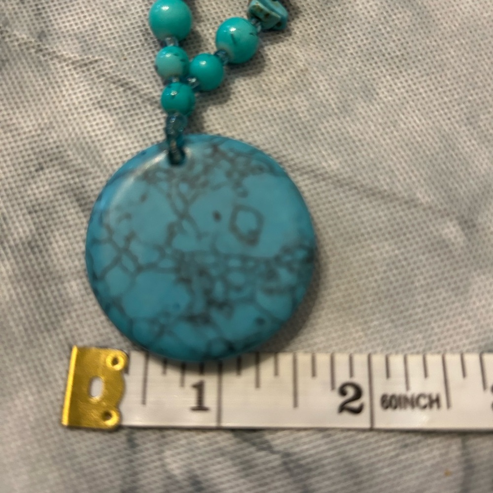 Striking Blue Turquoise Necklace with Circular Pendant